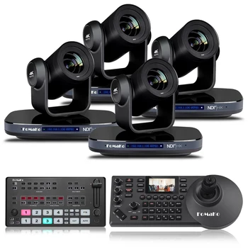 FoMaKo 60FPS 4K NDI PTZ Camera, 20X Optical Zoom(4pcs)+kC608 Pro PTZ Controller+M2 Video Mixer Switcher,NDI PTZ Bundle 1