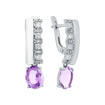 

Silver earrings with amethyst and cubic zirconia sunlight sample 925