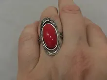 Kinel-anillo rojo de boda étnico para mujer, sortija tibetano Retro de plata, mosaico de cristal negro, joyería Vintage 2020