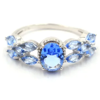 

23x9mm SheType 2.6g Deluxe Violet Tanzanite Woman's Real 925 Solid Sterling Silver Rings US size 7.75#