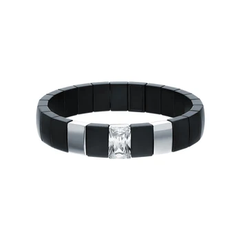

Silver Bracelet with ceramics and cubic zirconia sunlight sample 925