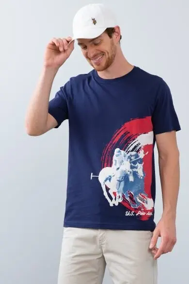 Uss. POLO ASSN. Темно-синяя футболка с круглым вырезом | Мужская одежда