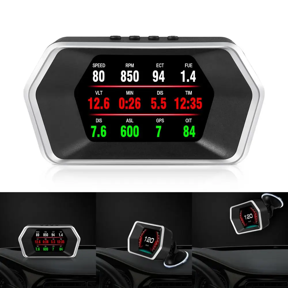 Заводская распродажа P17 HUD OBD2 головой вверх Дисплей автомобиля GPS датчик