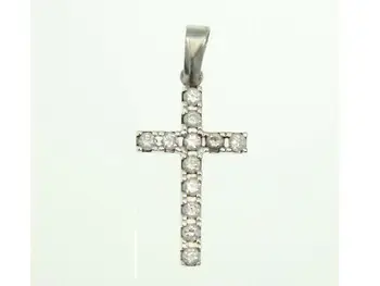 

Cross 18 K white gold with white zircons