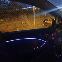 5M Interior del coche luz de neón guirnalda cable EL alambre de la cuerda de alambre de tubo ambiente tira de LED decoración tubo flexible 8 colores de Led