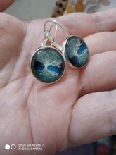 Pendientes de árbol de la vida para mujer, aretes de Color plata, pendientes de Francia para mujer, aretes con gancho para la oreja, joyería cabujón de cristal