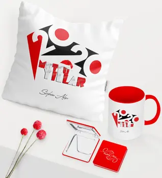 

Personalized Christmas 2020 Happy birthday Themed Red Mug Mirror Pillow Set-1