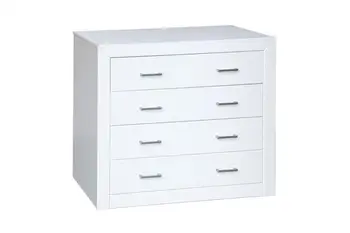 

COMFORTABLE DE 4 DRAWER KYNUS, WHITE LACQUERED, IN SOLID PINE AND MDF