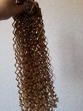 Weave Hair Kinky Curly Synthetic-Hair-Extension Brown Afro Golden Black Stretched-Length