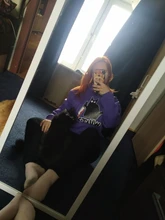 Sudadera con capucha para mujer, suéter pequeño negro con capucha de gato y cuchillo, de talla grande, sudadera estética para mujer, moda de invierno