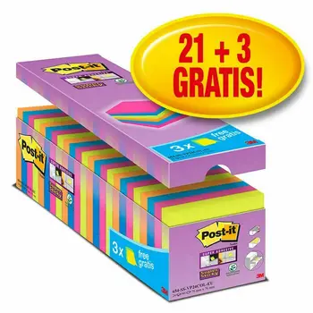 

Post it®Super Sticky notepad, 76x76mm, assorted colors, pack of 24