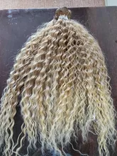 La naturaleza pelo Afro Pelo Rizado mechones extensiones con cierre Ombre oro 30 pulgadas suave súper largo pelo sintético del pelo de la onda