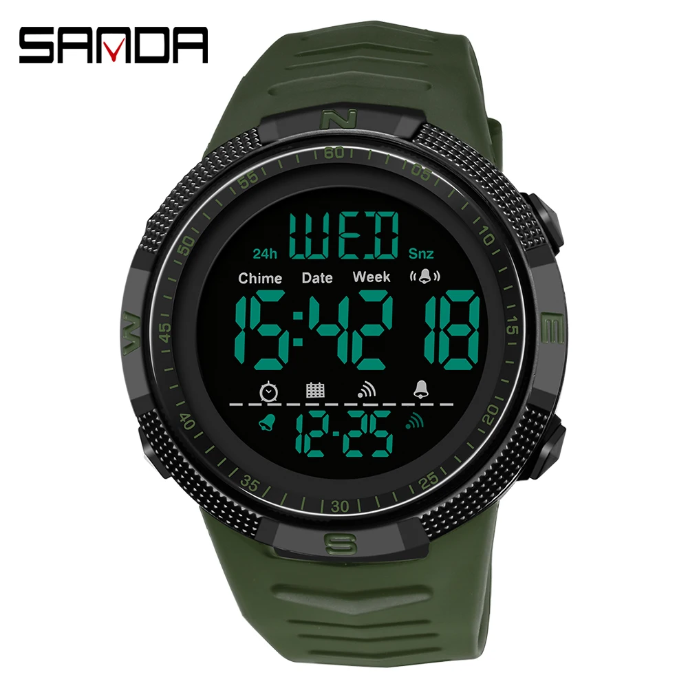 SANDA Brand new style 6014 Men's E-Form Movement Fashion Trend Watch Glow-in-the-dark Waterproof Watch Alarm