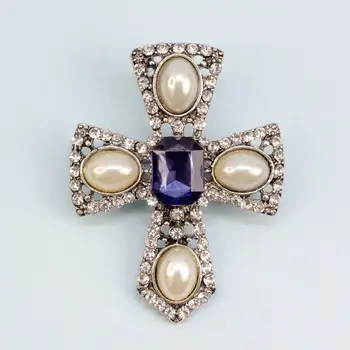 

Brooch jewelry cross with stone (52022)