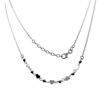 

Choker 925 Sterling silver m rolo chain 41cm. Combined center hearts balls locking carabiner