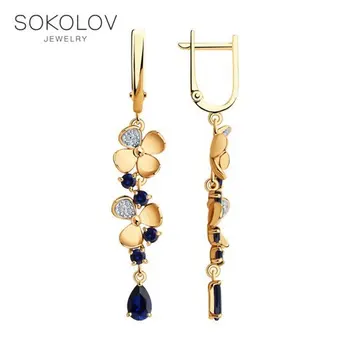 

Drop Earrings with stones SOKOLOV gold fashion jewelry 585 women's male, long earrings