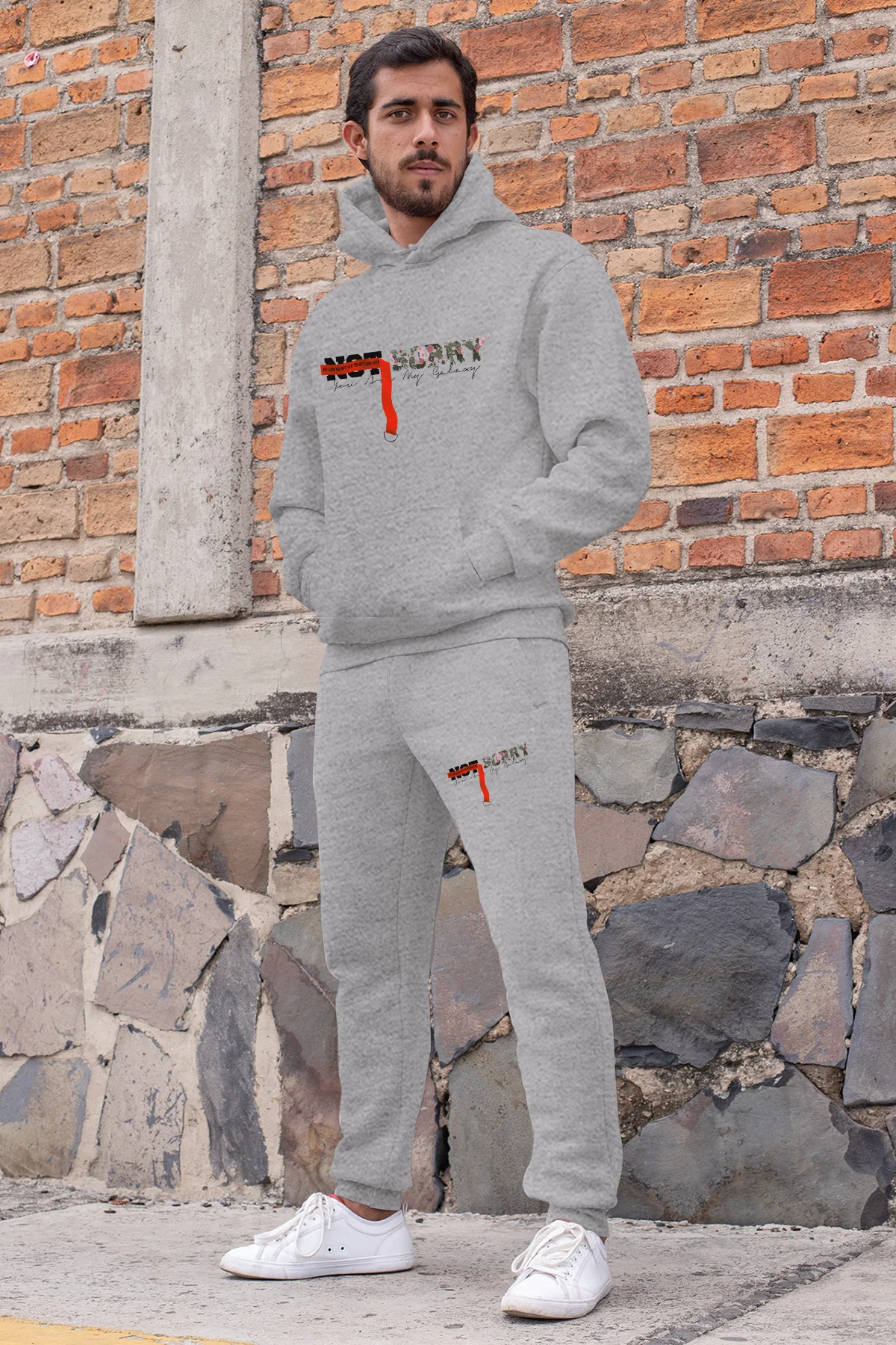 Мужской спортивный костюм Angemiel Wear Not Sorry серый свитшот с капюшоном серые