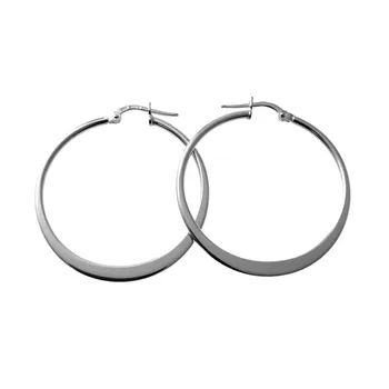 

925 Sterling silver earrings m hoops 32mm. Smooth flat