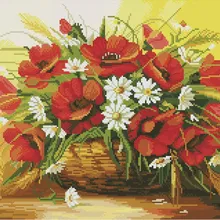 Алмазная мозаика GF 938 Маки и ромашки 40*50