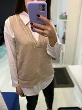 Chaleco tejido cuello pico para mujer, suéter coreano salvaje suelto, sin mangas, novedad de otoño e invierno