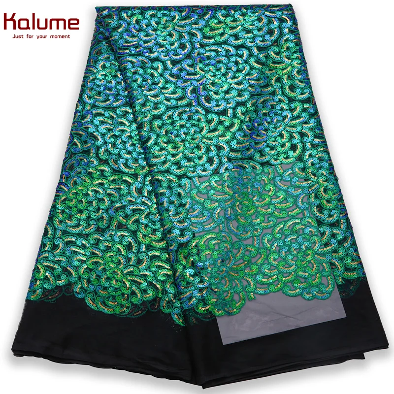 

Kalume Tissue African Fabrics High Quality White French Nigerian Lace Fabric Sequins 5 Yards 2022 For Wed Gown Diy Cloth H2772