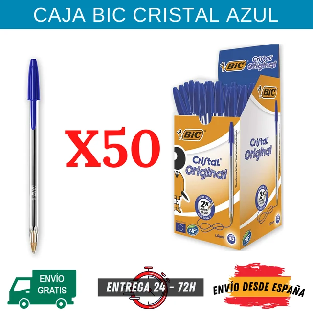 Bic Original Glass Box 50 Pcs Or 100 Pcs Blue, Medium Tip Pen (1,0mm),  School Supplies, Paper - Ballpoint Pens - AliExpress