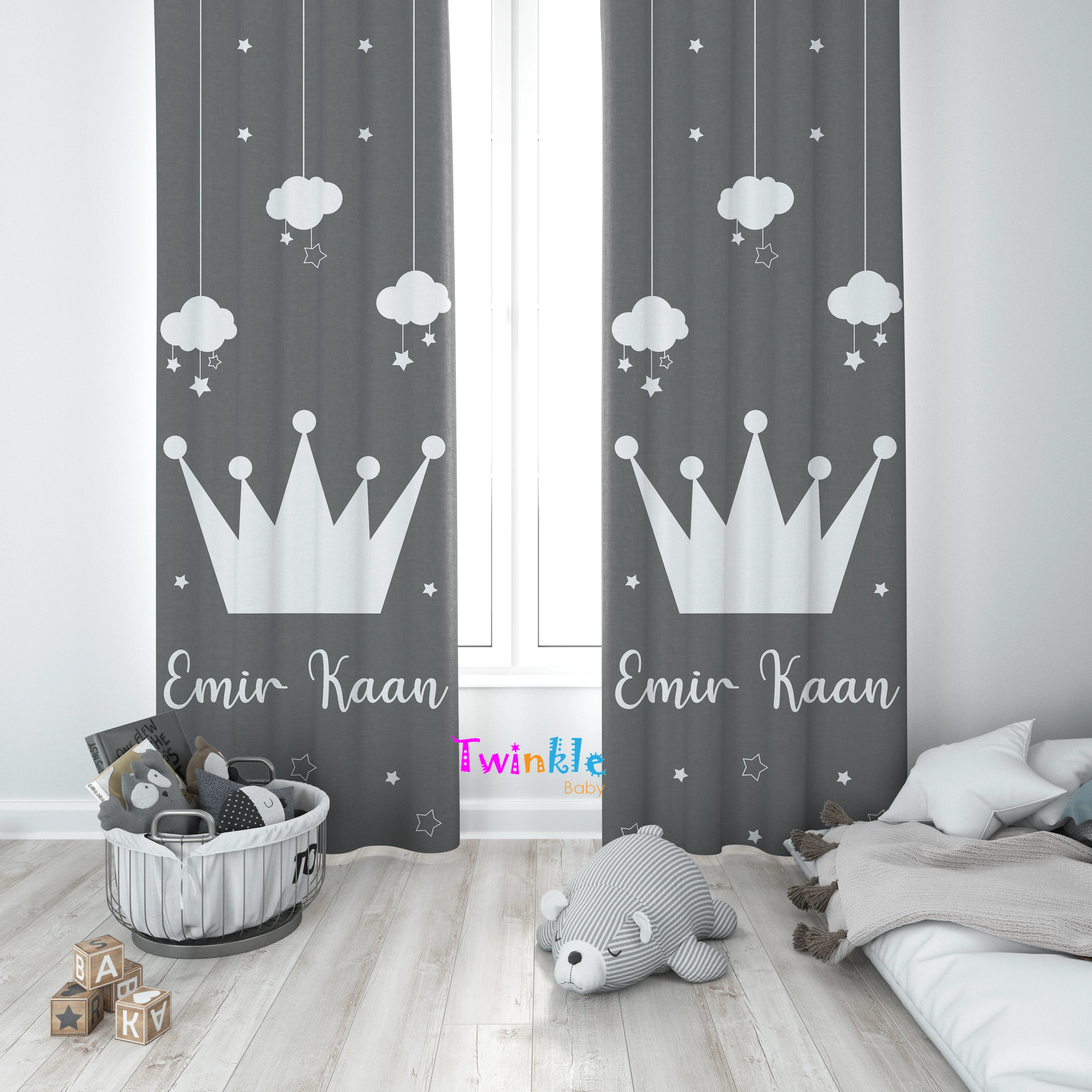 Cortina de doble ala con diseño especial para habitación de bebé y niño, cornisa con diseño corona, con sombreado, para sala de estar y dormitorio, para regalo|Cortinas| - AliExpress
