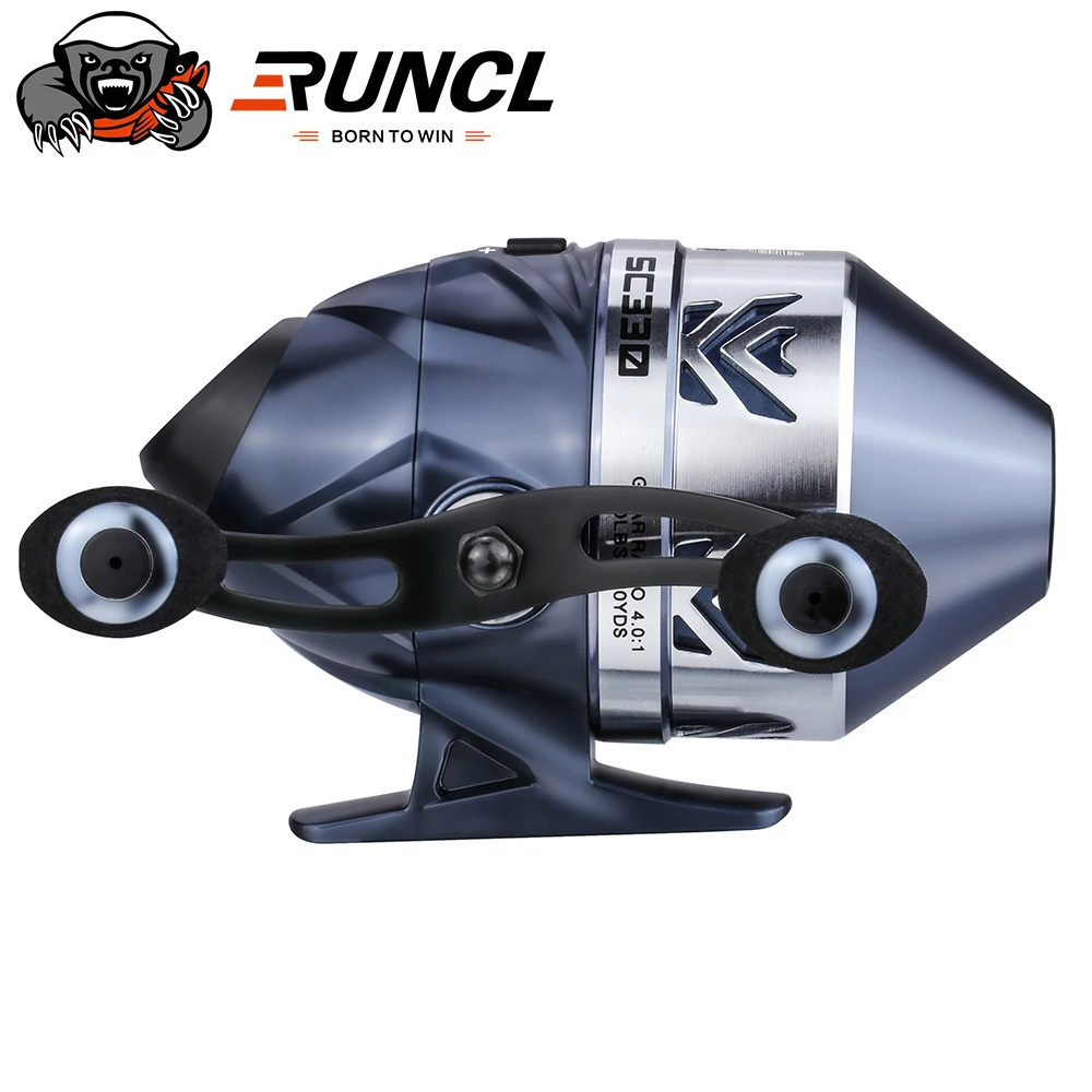 RUNCL SC330 スピンキャスト フィッシングリール プッシュボタン キャスティングデザイン 高速ギア比4.0:1 ボールベアリング7  最大ドラッグ 左右リトリーブ用 通販