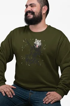 

Angemiel Born To Wear Rock Guitarist Tiger Green Men 'S Sweatshirt