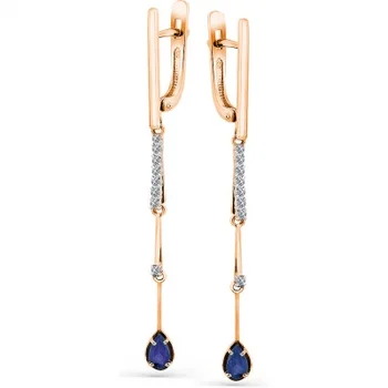 

Master brilliant drop earrings with sapphires and diamonds in red gold