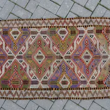 Маленький ковер келим из флисовой ткани 2'6'' X 3'10''/77x118 см