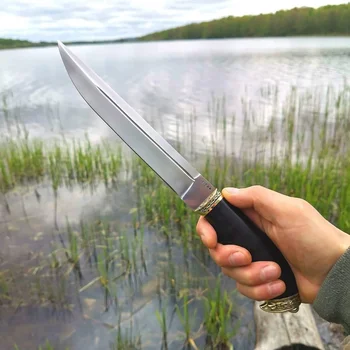 

Plastunsky knife with forged steel blade x12mf, handle with artistic casting from Melchior