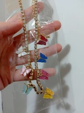 Collar con colgantes de corazón de cereza en cruz de mariposa para mujer, cadena de cristal brillante, Gargantilla, joyería al por mayor