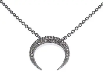 

Sterling silver choker with inverted moon curd zircon