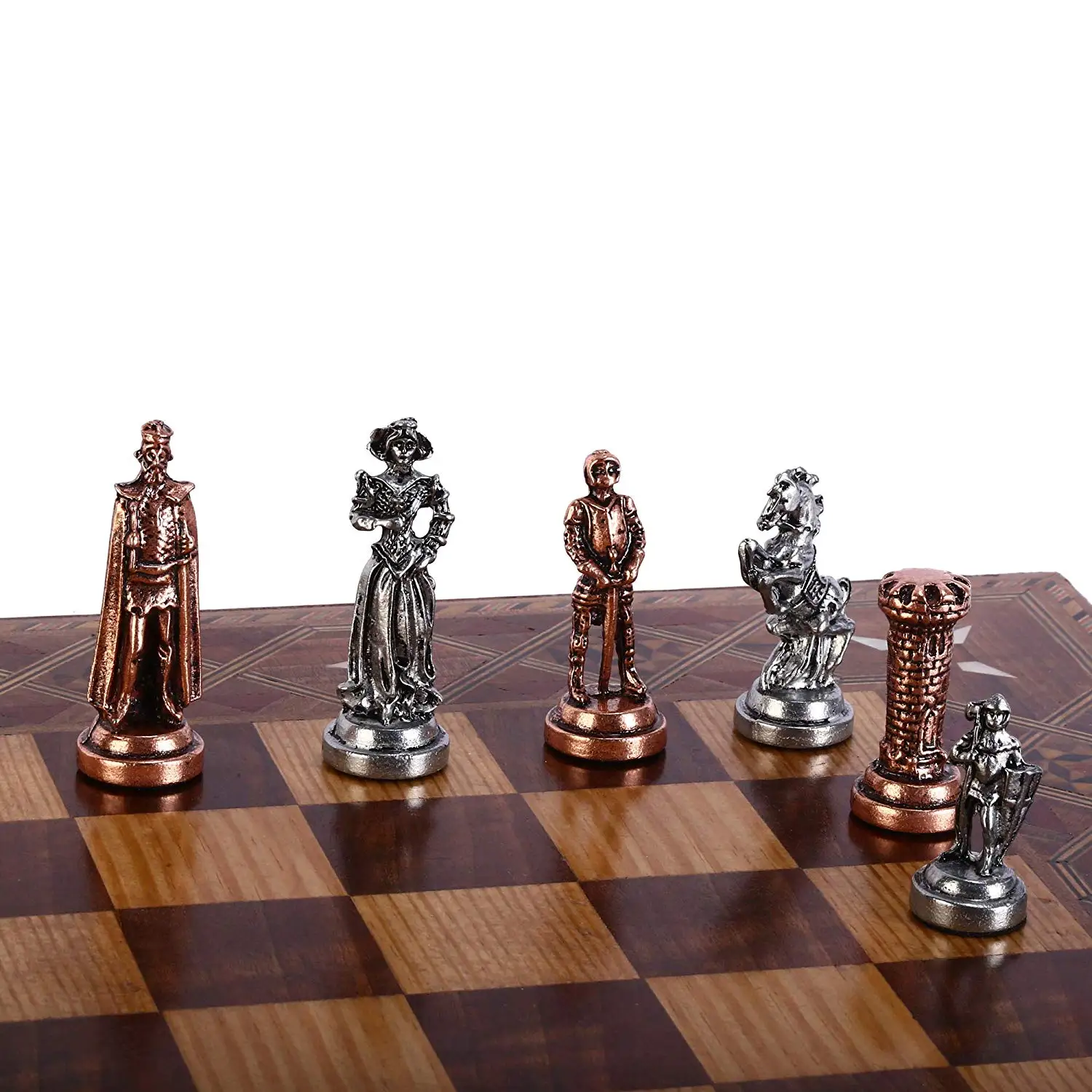 Только шахматные фигуры) средневековая британская армия Античная Медь ручной работы классные шахматные фигуры король 9 см Вкл(доска в комплект не входит