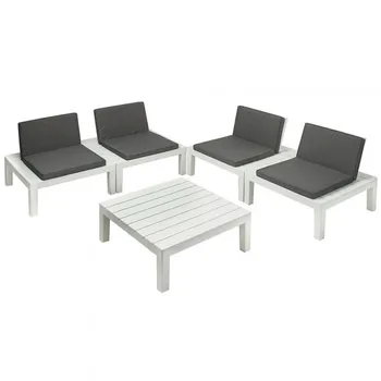 

Set of garden table and 4 banquettes with cushions Api White Progarden