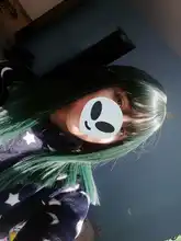 ALAN EATON mujeres medio sintético recto pelucas de temperatura con flecos/flequillo mezcla verde negro Bobo peluca Lolita Cosplay