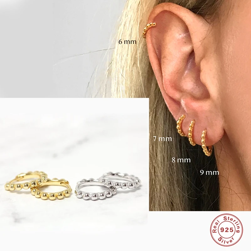 CANNER-pendientes de plata de ley 925 para Mujer y hombre, Piercing con hebilla de hueso del oído, círculo redondo, minimalista, para fiesta