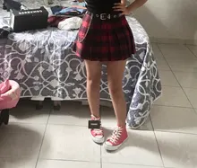 Plaid Skirt Pleated Harajuku School-Girl High-Waist Korean Plus-Size Women Zipper Sexy