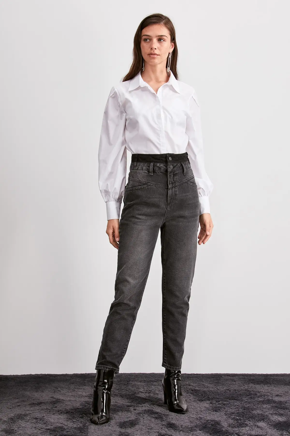 Trendyol/джинсы для мам с высокой талией и строчкой TWOAW20JE0270