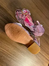 Disney-sandalias de princesa Frozen 2 para niñas, zapatos de cristal, tacón alto, pasarela, espectáculo