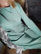 Satin Dress Mid-Long Femme Robe Long-Sleeve WOTWOY Elegant Women Vestidos Cotton Solid