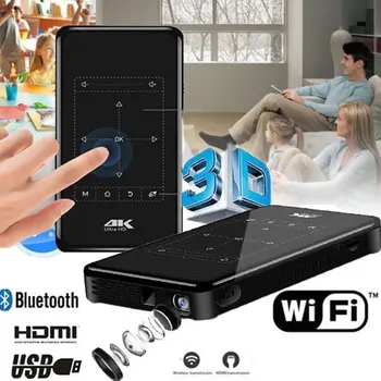 Günstig Unterstützung 4K Projektor Full HD 1080P Smart Tasche Projektor Mini Projetor Android проектор 8G Wifi Bluetooth DLP Heimkino