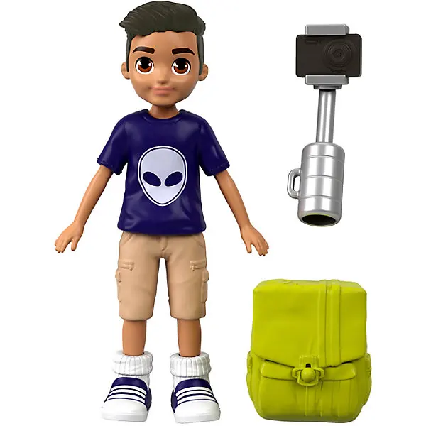  Mini doll Polly Pocket Active Nicholas with camera and stick for selfie