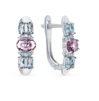 

Silver earrings with crystals and cubic zirconia sunlight sample 925 test