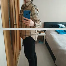 Plaid Shirts Blouses Oversized Women Top Long-Sleeve Blusas Loose Casual Cotton Ladies