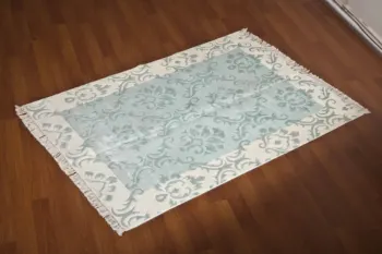 

FLAT KCM KC-06 T.BLUE/WHITE HANDMADE RUG