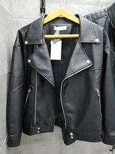 Jacket Women Basic-Coat Moto Aelegantmis Faux-Leather Plus-Size Winter Outerwear Autumn