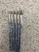 Acrílico Gel UV brillante dibujo pinceles para pintar herramientas para manicura Set manija de cristal flor grabada plumas herramientas de decoración de uñas
