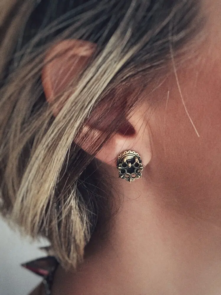 

Tash Design Earrings Detailed Earrings for Women Authentic Jewelry, Oxidized Bronze Earrings, Silver Earring Pin, Authentic Gif